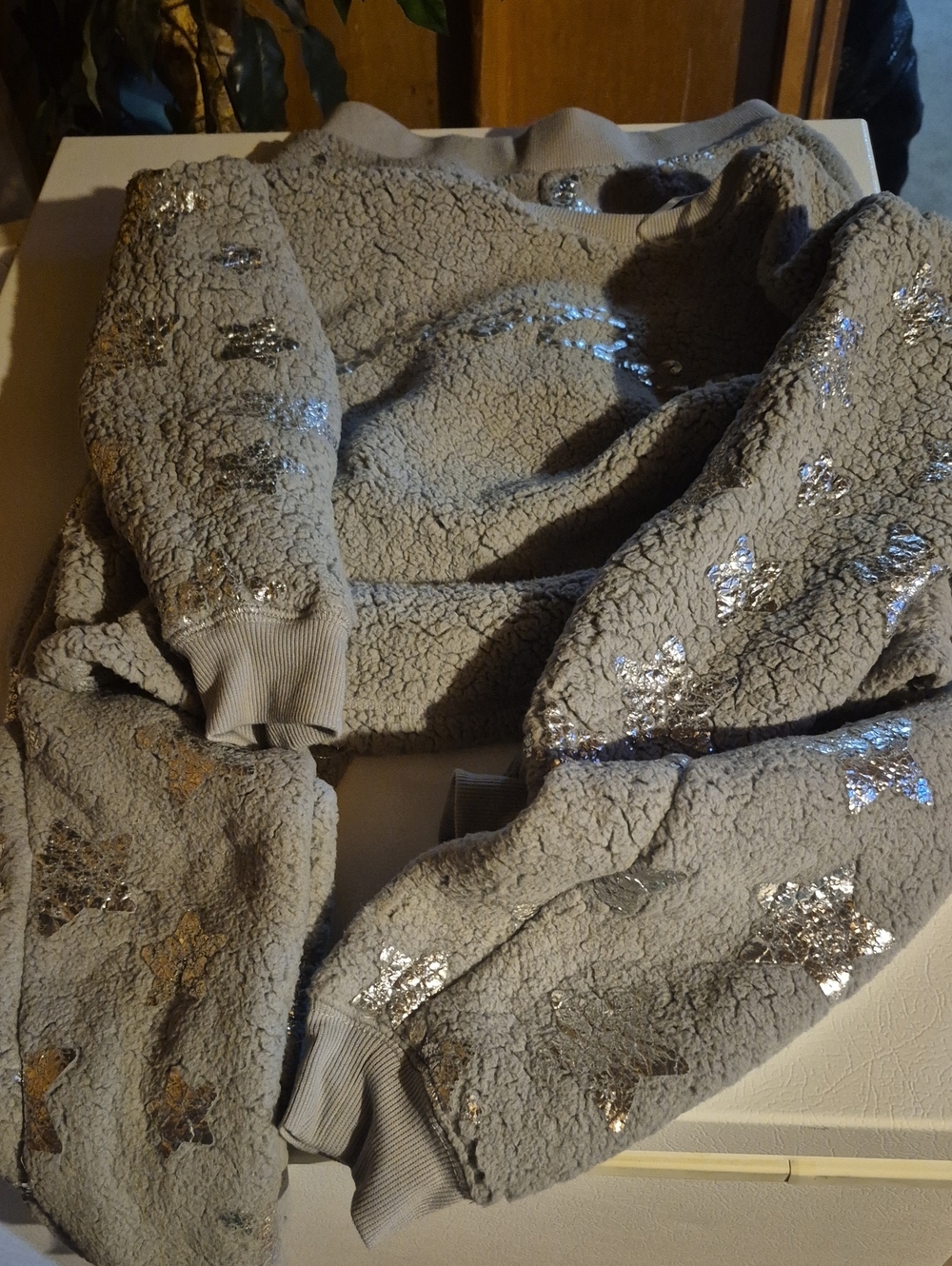 Justice Light Gray Pajama Set with Silver Stars